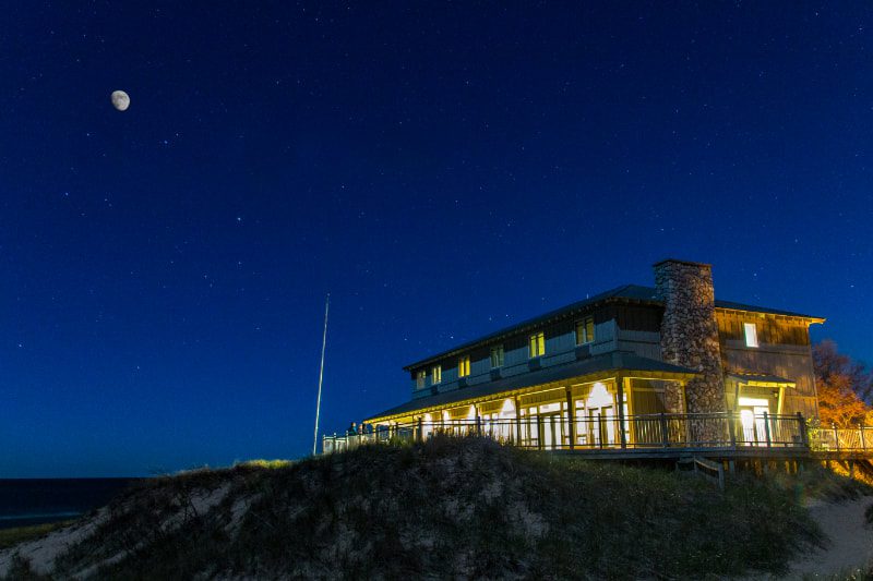 Exterior of building at night