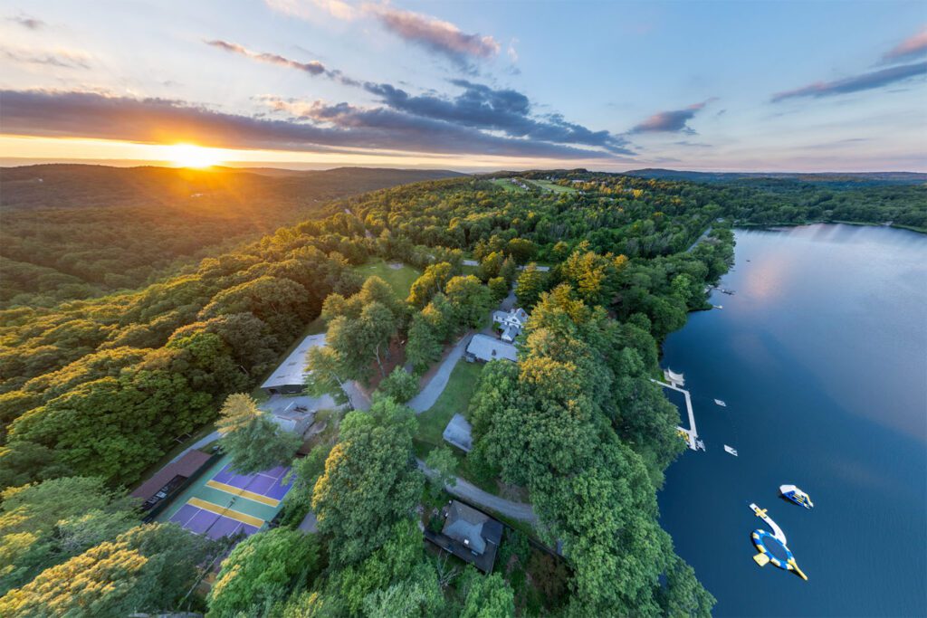 Aerial of Chinqueka at sunset