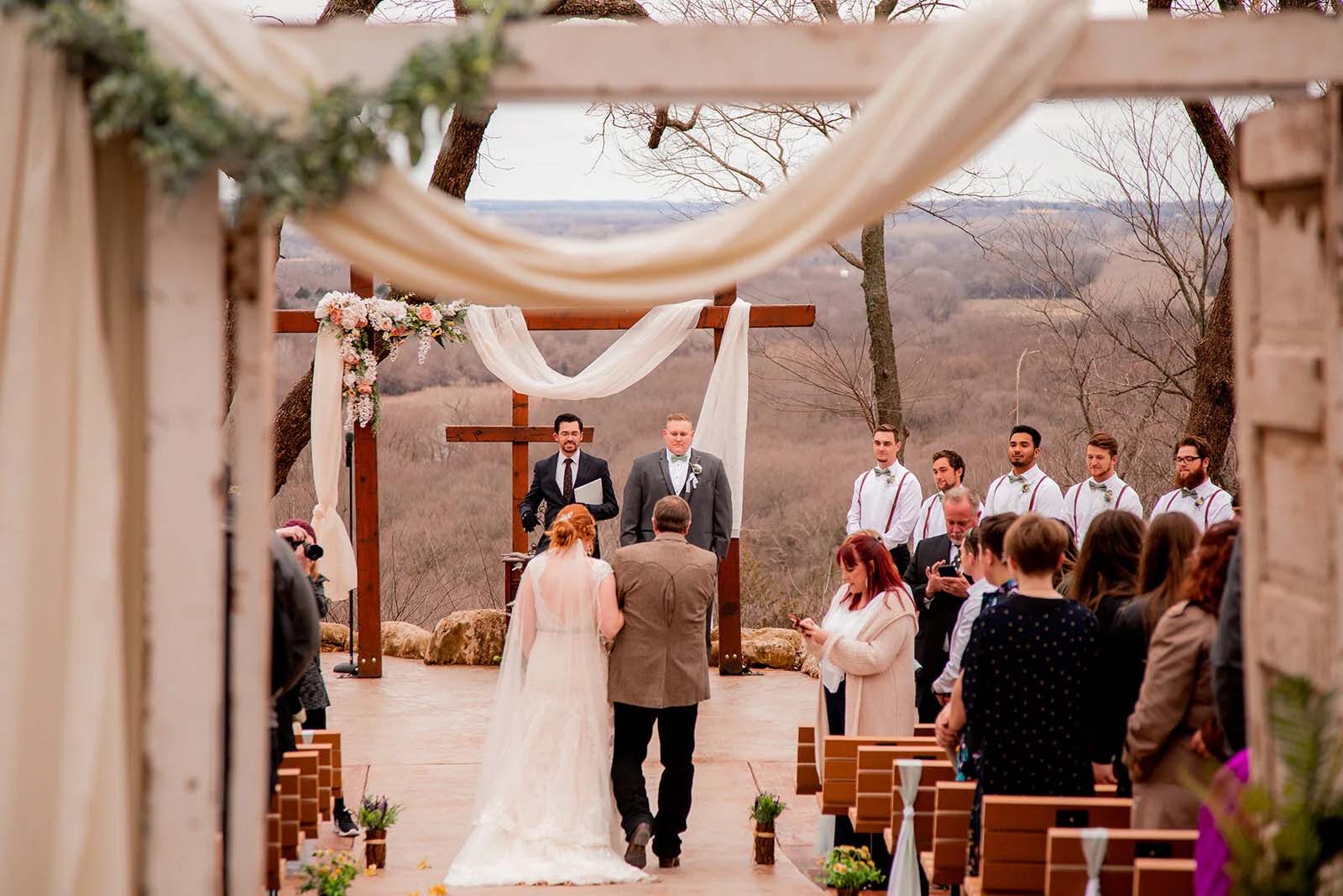 Outdoor chapel wedding ceremony