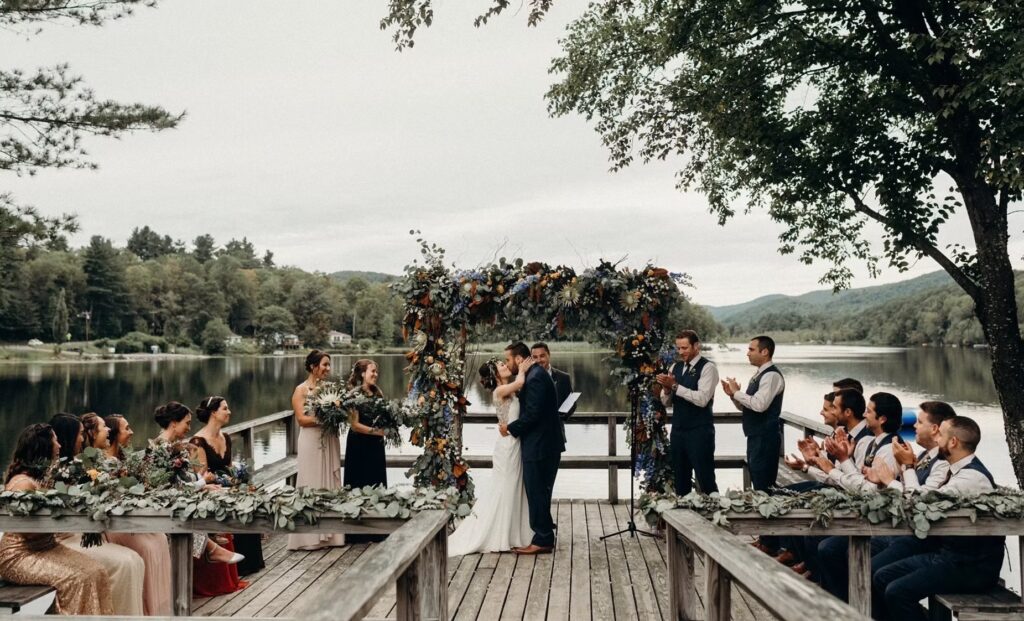 Ceremony on lake dock