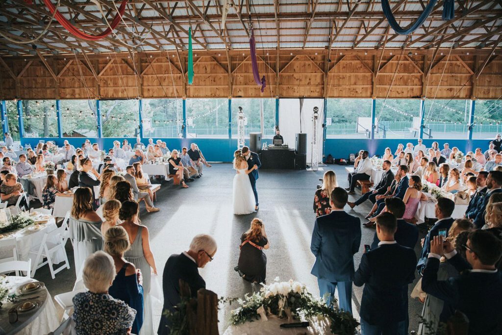 First dance in beautiful, airy camp pavilion