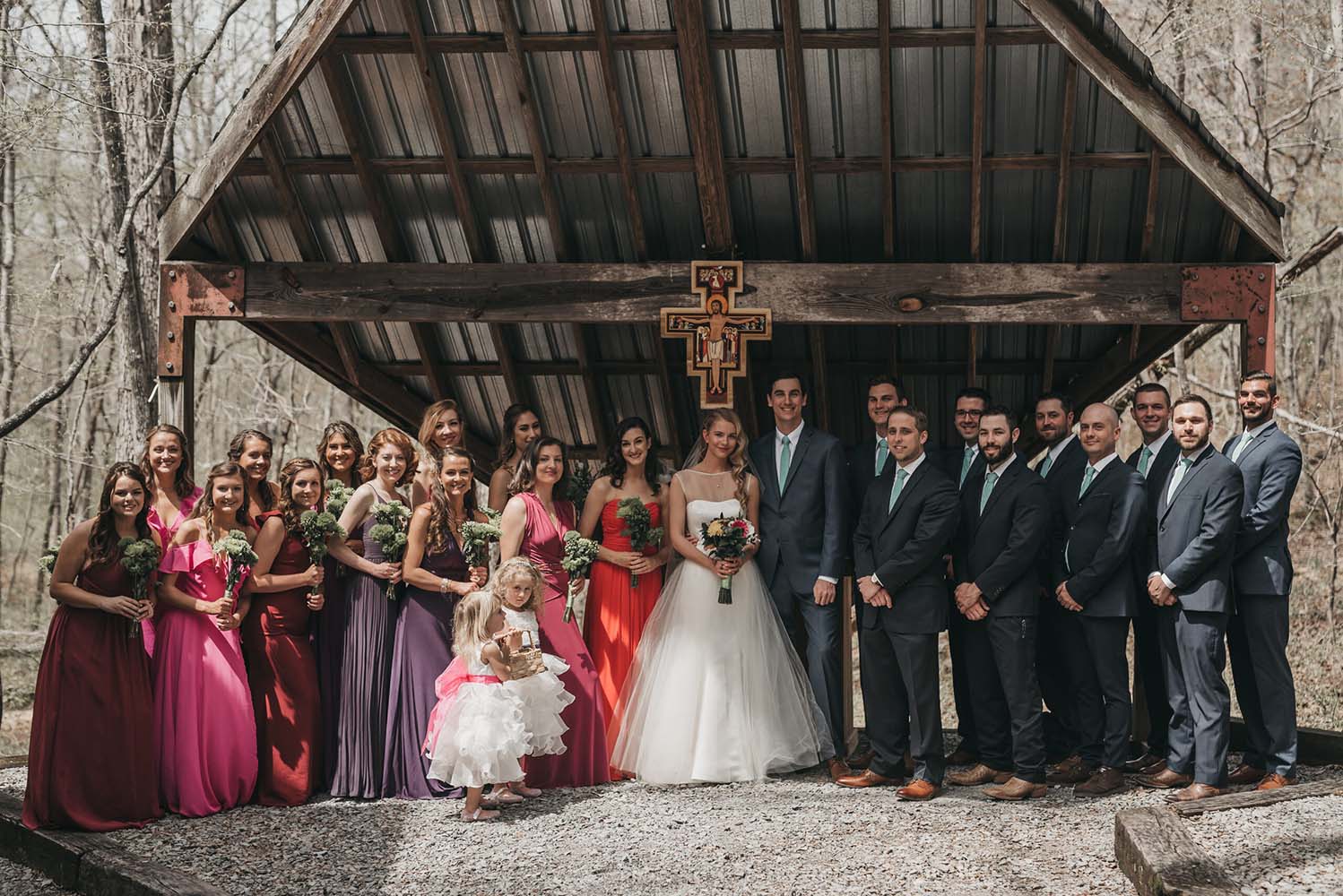 Wedding party at outdoor ceremony site