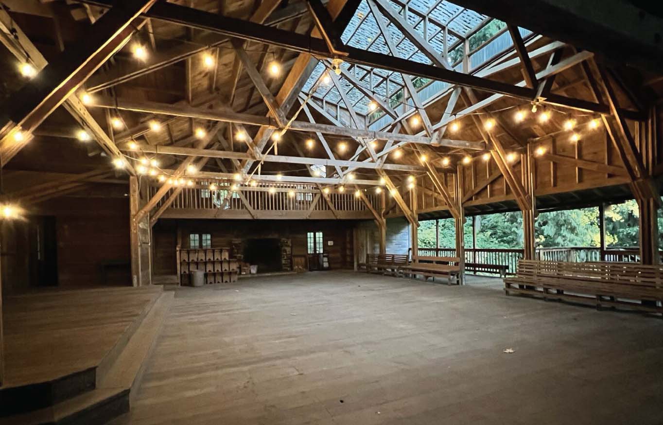 Interior of rustic dining hall