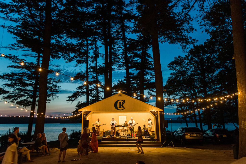 Live band playing in outdoor pavilion