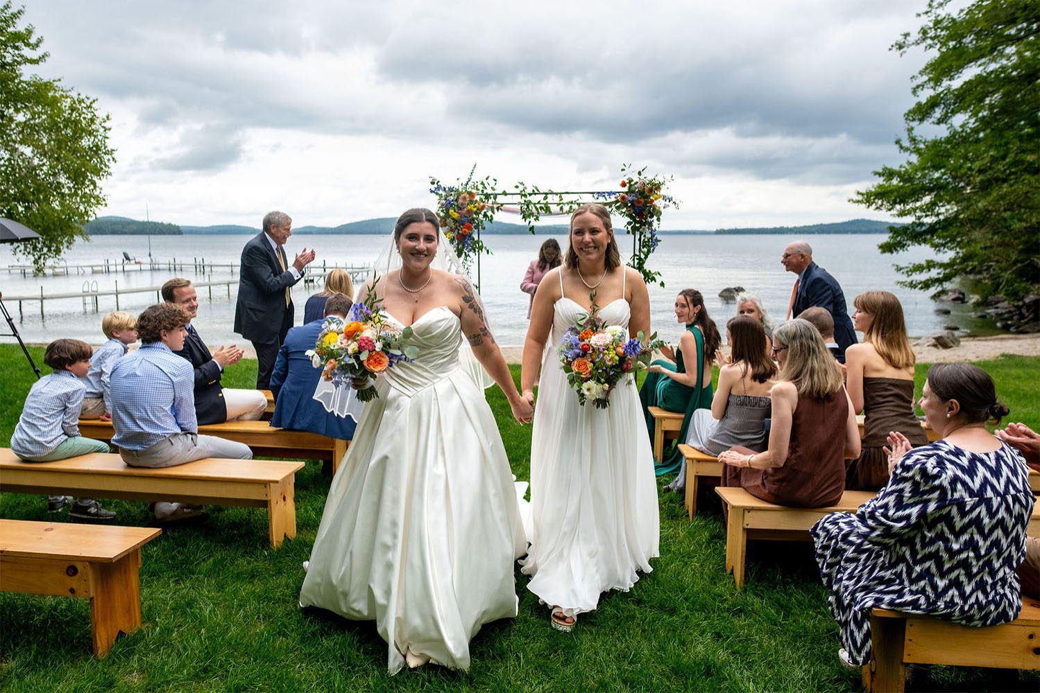Lakeside outdoor wedding ceremony