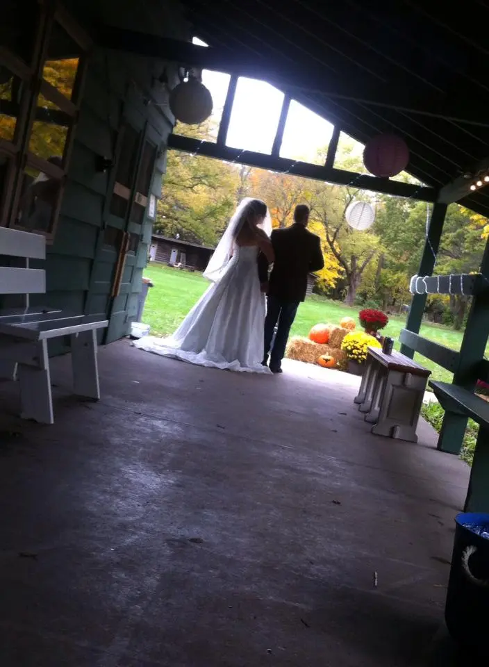 Couple embracing outside