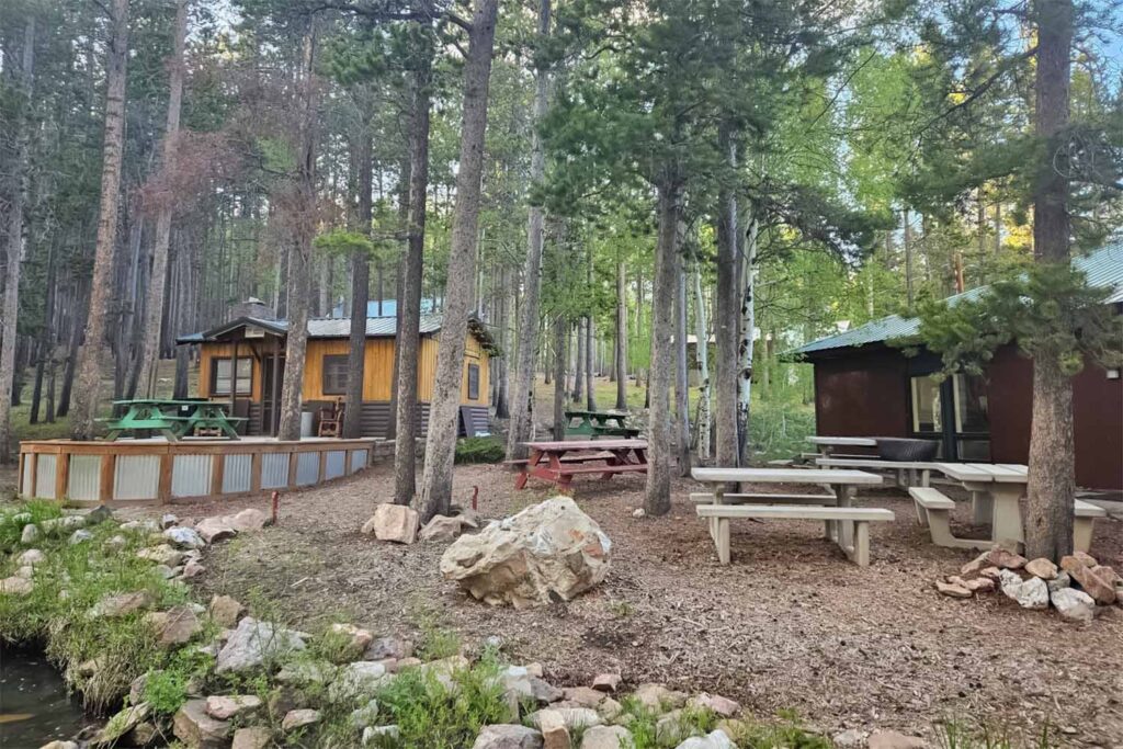 Exterior of rustic accommodations