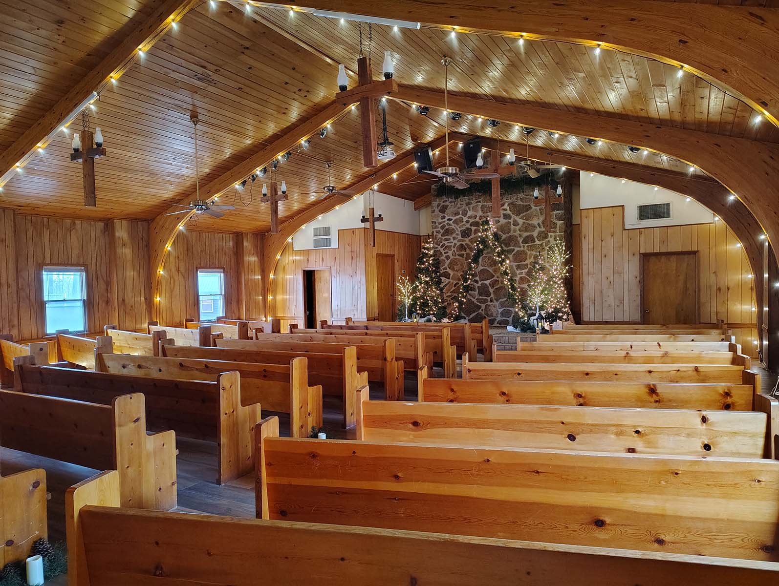 Wooden chapel interior